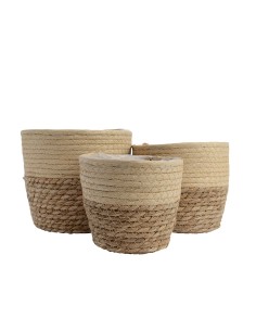 Conjunto de 3 cestos de yute ø20x17cm
