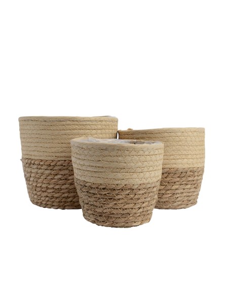 Conjunto de 3 cestos de yute ø20x17cm