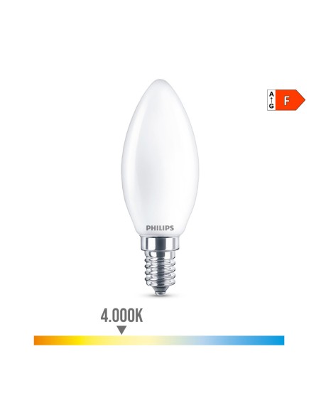 Bombilla vela led e14 4,3 w 470 lm 4000 k luz dia ø3,5 x 9,7 cm