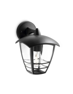 Aplique exterior creek e27 60 w sin bombilla, color negro, luz hacia abajo