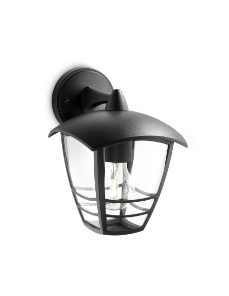 Aplique exterior creek e27 60 w sin bombilla, color negro, luz hacia abajo