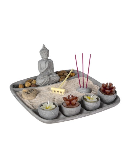 Jardín zen cemento gris 24x24x12cm