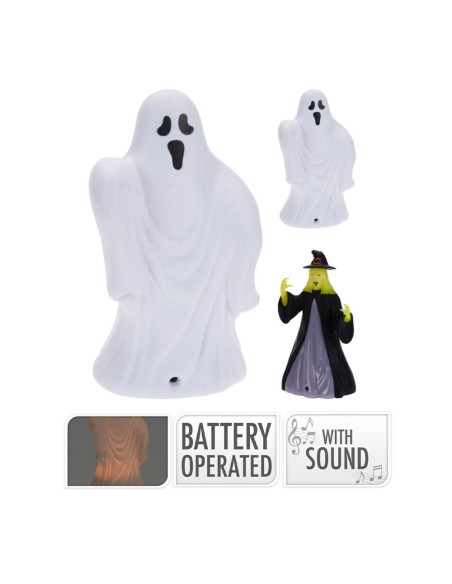 Figura halloween con led y sonido, 14 cm, modelos variados