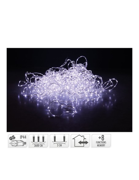 Guirnalda soft wire 1200 leds blanco frio 8 funciones 39 m