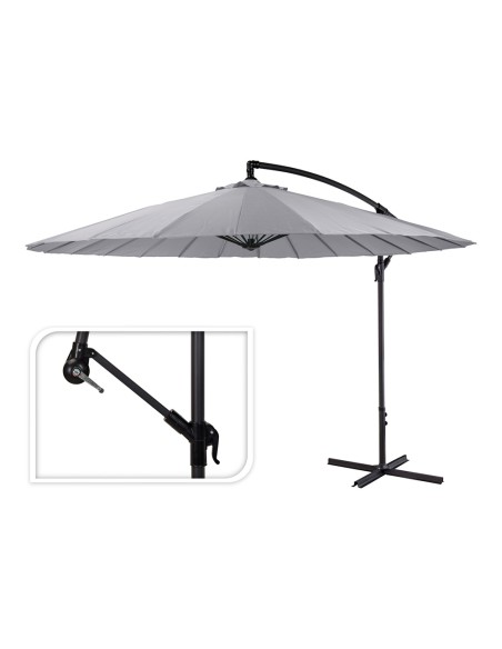 Parasol excéntrico ø300 cm altura maxima 3 m color: gris