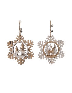 Adorno de madera para árbol de navidad, copos de nieve, modelos variados, 12 x 0,7 x 12 cm