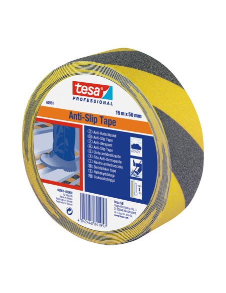 Cinta antideslizante negra/amarilla 50 mm x 15 m