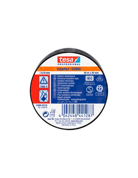 Cinta aislante homologada negra 25 mm x 25 m