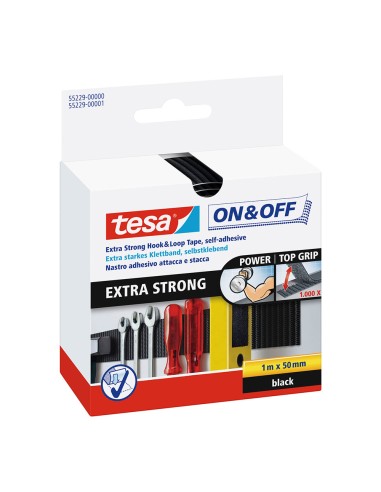 Cinta de cierre extrafuerte negro 50 mm x 1 m