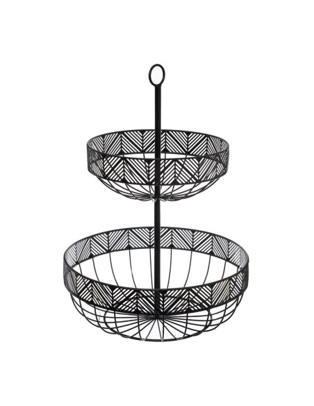 Frutero de dos pisos metalico negro