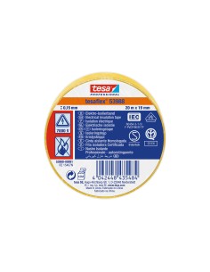 Cinta aislante homologada amarilla 19 mm x 20 m