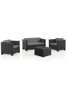 Conjunto jardin diva tropea grafit 4 piezas antracita + cojines