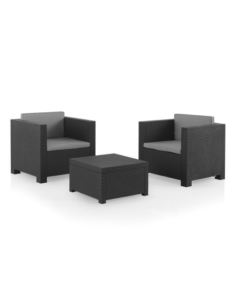 Conjunto jardin diva tete grafit sp berner 3 piezas antracita + cojines