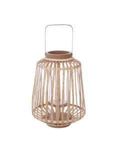 Portavelas con asa y cuerpo de rattán 35x25cm