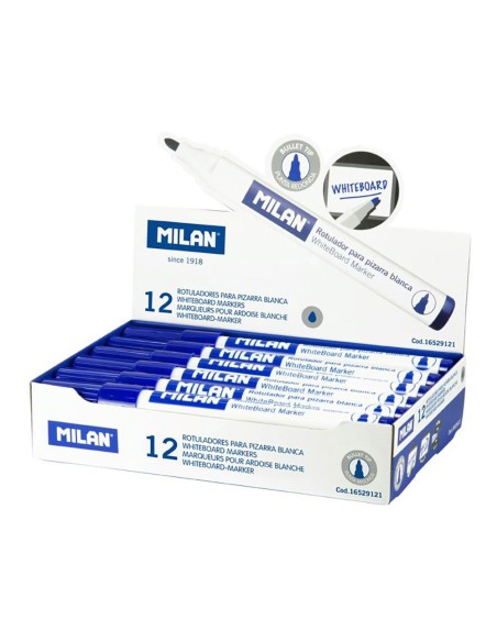 Rotuladores para pizarra blanca ø4,7mm azul, caja 12 uds