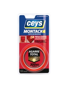 Cinta doble cara montack agarre total 19 mm x 2,5 m, blister