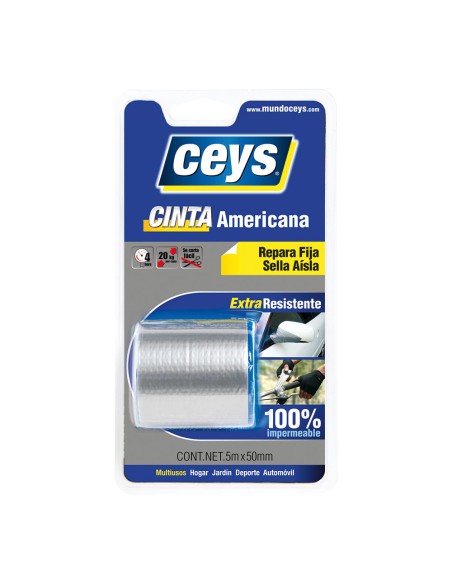 Cinta americana plata 50 mm x 5 m blister