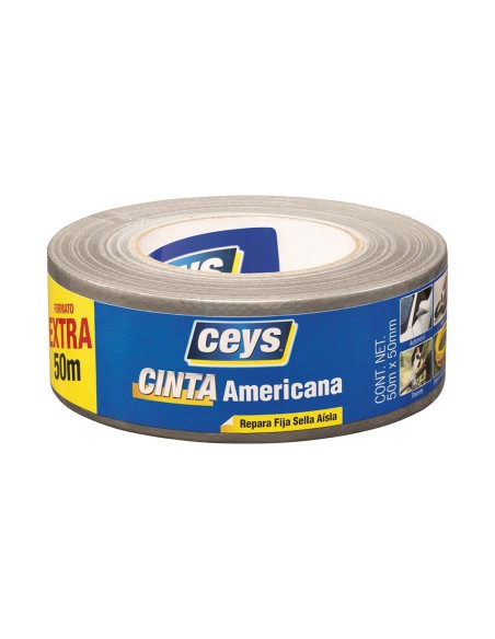 Cinta americana plata 50 mm x 50 m