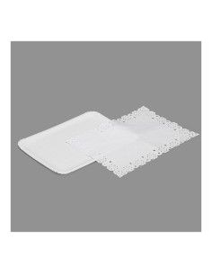 Bandeja rectangular con blonda color blanco 25 x 34 cm, 1 uds