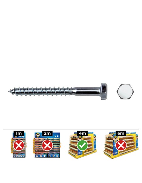 Caja 250 unid. tirafondo hexagonal din/ref 571 ø8x50mm zincado celo