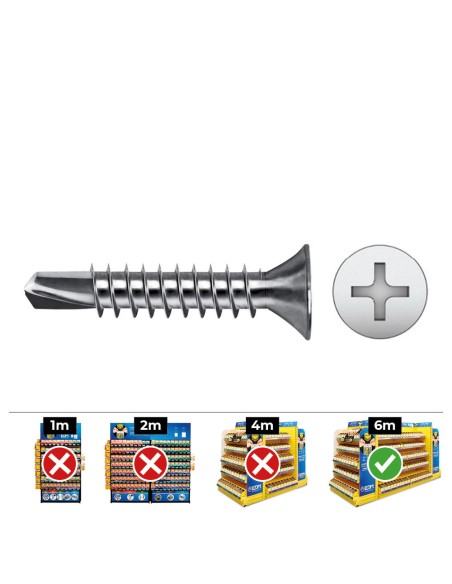 Caja 250 unid. punta broca avellanada philips din/ref 7504p ø4,8x19mm zincado celo