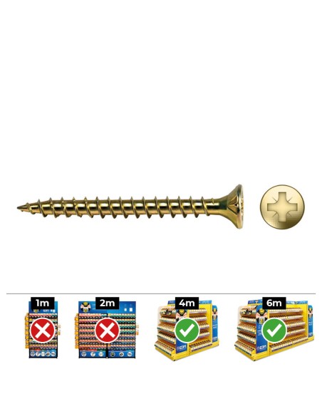 Caja 250 unidades tornillo madera avellanado pz din/ref vlox ø6 x 40 mm bicromatado+lubr.