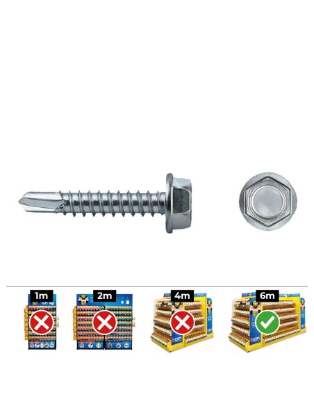 Caja 250 unid. punta broca hexagonal din/ref 7504k ø6,3x25mm zincado celo