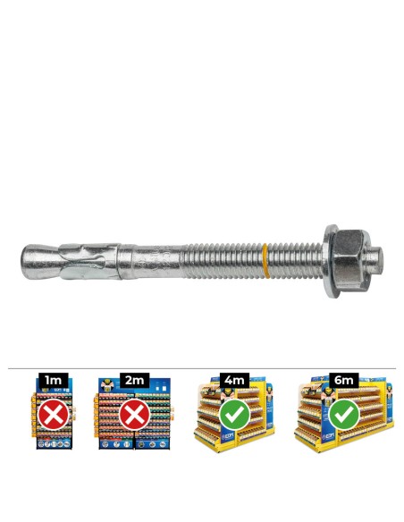 Anclaje homologado ce bap ø8 x 75 mm/10 zincado, caja 50 uds