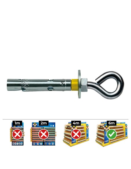 Anclaje dynabolt aro zincado ø10 x 60 mm, caja 50 uds