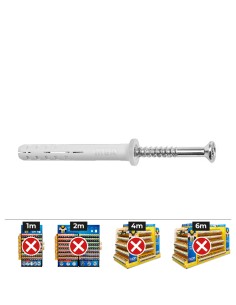 Tacos golpe ø5 x 25 mm + tornillos cabeza plana ø5 x 35 mm, caja 200 uds