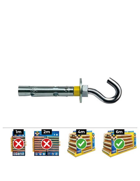 Anclaje dynabolt gancho zincado ø8 x 45 mm, caja 100 uds