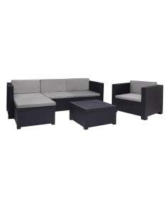 Conjunto jardin manhattan grafito 3 piezas antracita + cojines