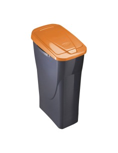Cubo ecobin con tapa color negro/naranja 20 x 31 x 42 cm 15 l
