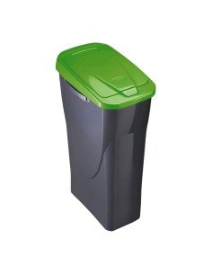 Cubo ecobin con tapa color negro/verde 21,5 x 31 x 42 cm 15 l