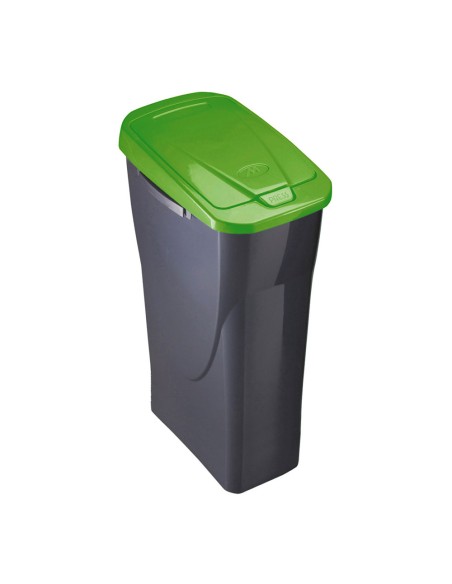 Cubo ecobin con tapa color negro/verde 21,5 x 31 x 42 cm 15 l