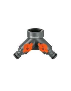 Distribuidor doble para grifos de 1/2", 3/4" y 1", blister