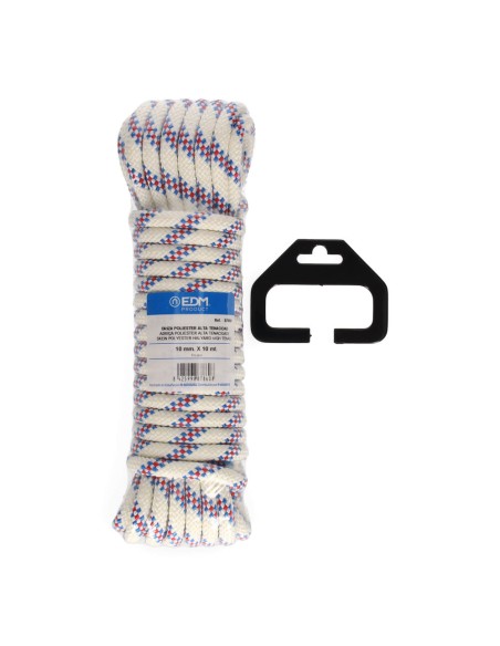 Cuerda driza poliester alta tenacidad tricolor. calibre 10 mm x 10 m
