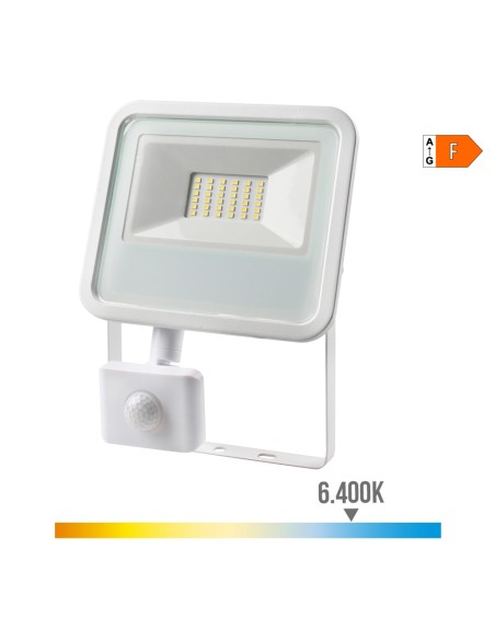 Foco proyector led con sensor de presencia 30 w, 2370 lm, 6400 k, luz fría 15,8 x 20 x 4,5 cm