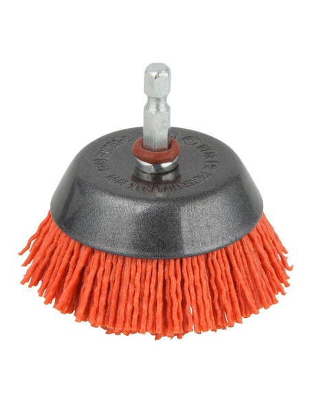 Cepillo de copa de nylon, vástago hexagonal 1/4", ø65 mm