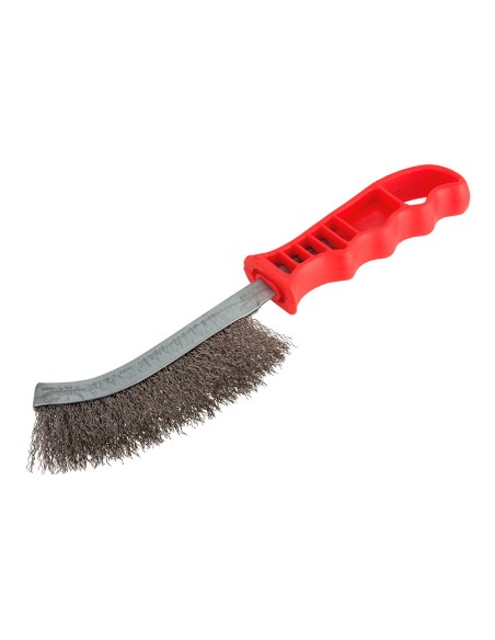 Cepillo metálico de mano, acero fino, con mango de plástico, 265 mm