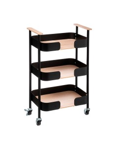 Carrito multiusos de 3 pisos, negro 45,5 x 28,5 x 75 cm