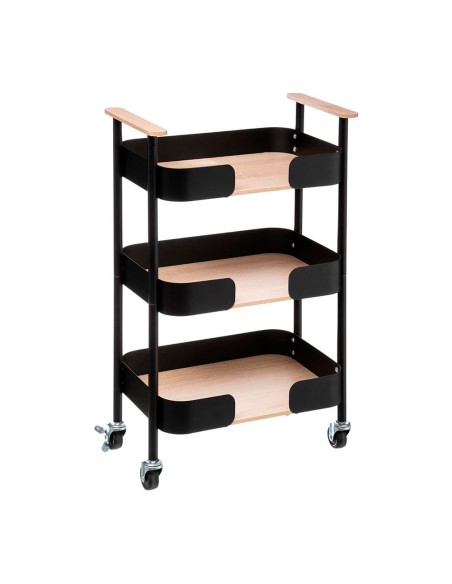 Carrito multiusos de 3 pisos, negro 45,5 x 28,5 x 75 cm