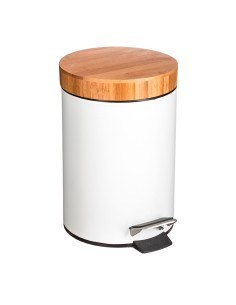Papelera pedal bambu-blanco 3 l