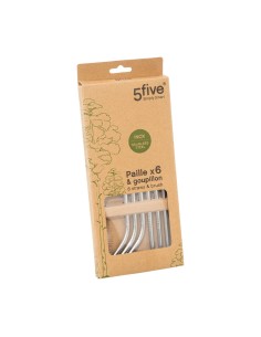 Pajitas de acero inoxidable 6 uds con cepillo de limpieza