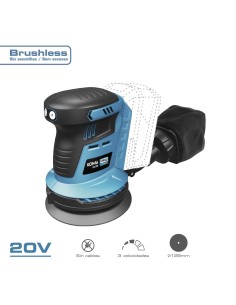 Lijadora excentrica 20 v brushless (sin batería ni cargador) 13 x 30 x 15 cm