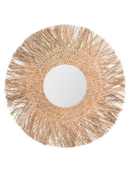 Espejo de junco natural ø80cm (espejo ø30cm) colección 'jungly'