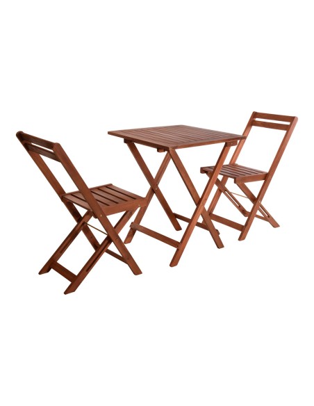 Set jardin mesa y dos sillas plegables madera acacia natural