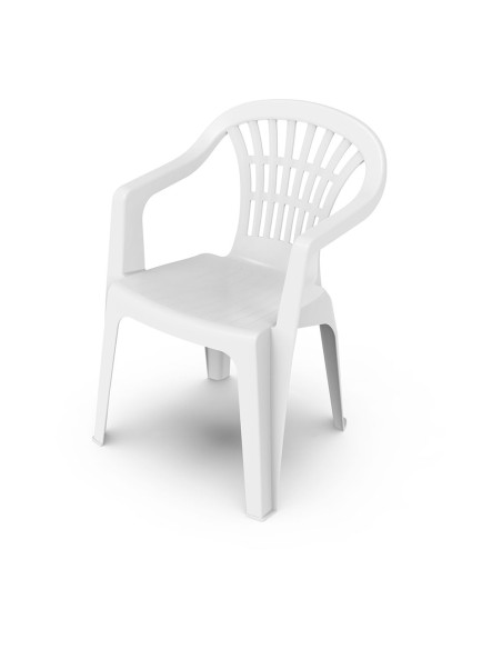 Silla lyra color blanco, apilable y respaldo bajo