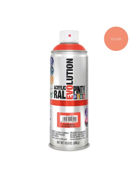 Pintura acrílica spray evolution 520 cc f107 fluor rojo 300 g