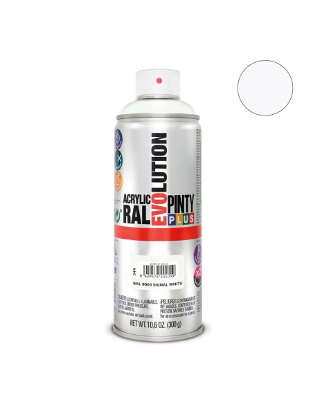 Pintura acrílica spray evolution 520 cc ral 9003 signal white 300 g